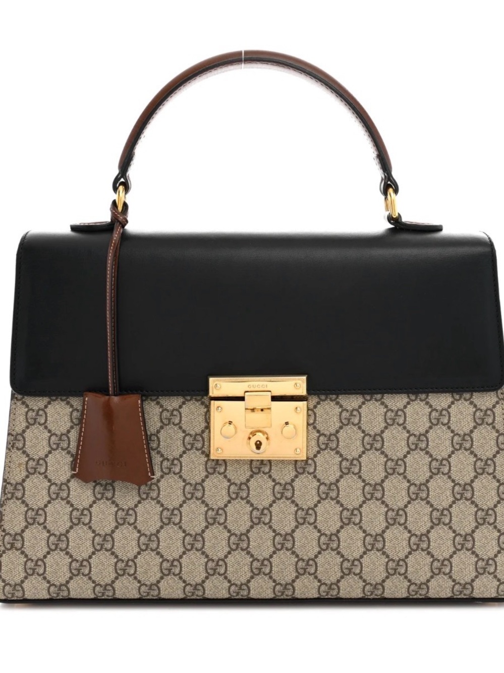 GUCCI Medium Padlock GG Supreme Monogram Top Handle Bag Blue 432674
